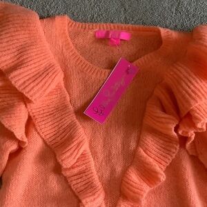 Lilly Pulitzer Vibrant Orange Ruffled Sweater